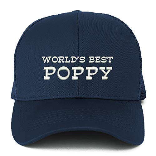 Trendy Apparel Shop XXL World's Best Poppy Embroidered Structured Trucker Mesh Cap