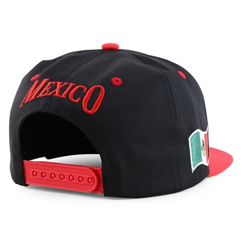 Trendy Apparel Shop 6 Panel Structured Mexico Eagle Flat Bill Snapback Baseball Cap