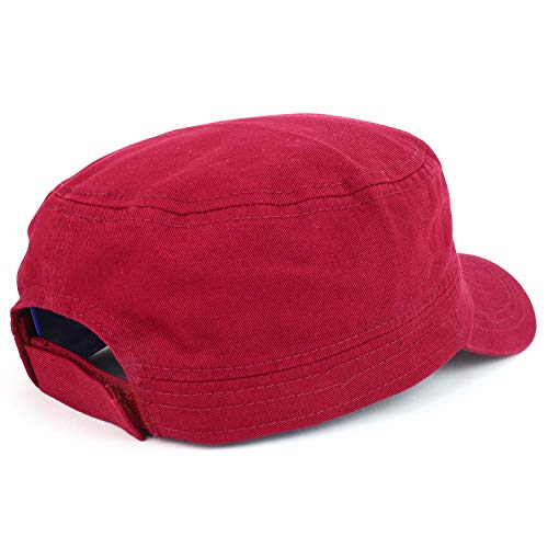 Trendy Apparel Shop Plain Castro Flat Top Style Army Cap with Pocket