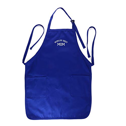 Trendy Apparel Shop World's Best Mom Embroidered Full Length Apron with Pockets