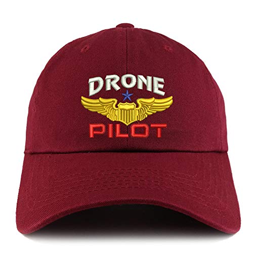 Trendy Apparel Shop Drone Pilot Aviation Wing Embroidered Low Profile Soft Cotton Dad Hat Cap