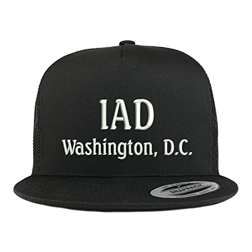 Trendy Apparel Shop IAD Washington DC Embroidered 5 Panel Flatbill Trucker Cap