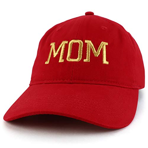 Trendy Apparel Shop MOM Capital Gold Thread Embroidered Soft Crown 100% Brushed Cotton Cap