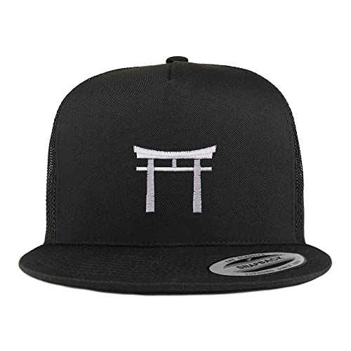 Trendy Apparel Shop Shinto Embroidered 5 Panel Flatbill Trucker Cap