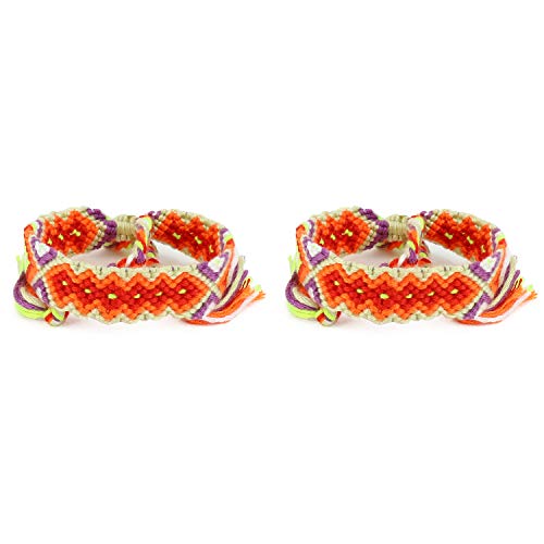 Trendy Apparel Shop Handmade Woven Adjustable Friendship Braided Bracelet 2 Pack