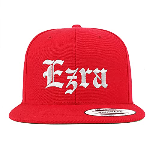 Trendy Apparel Shop Ezra Old English Embroidered Flatbill Snapback