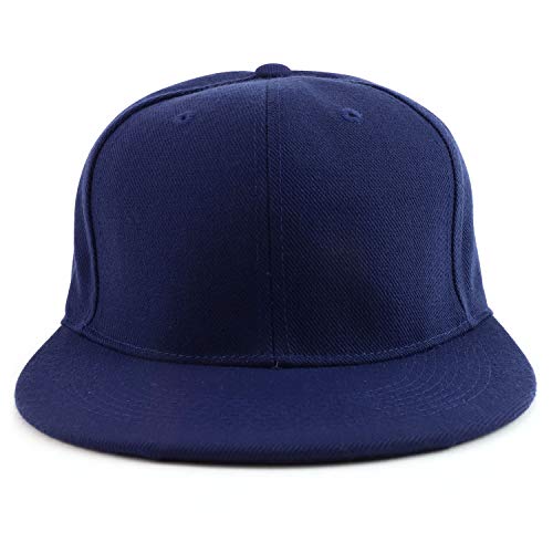 Trendy Apparel Shop Plain High Profile Flat Bill Snapback Baseball Fitted Cap