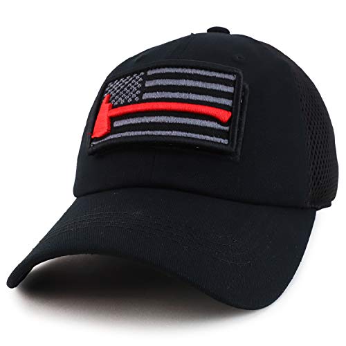 Trendy Apparel Shop USA Thin Red Axe Tactical Patch Soft Air Trucker Mesh Cap