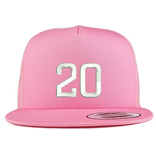 Trendy Apparel Shop Number 20 Embroidered 5 Panel Flatbill Trucker Mesh Cap