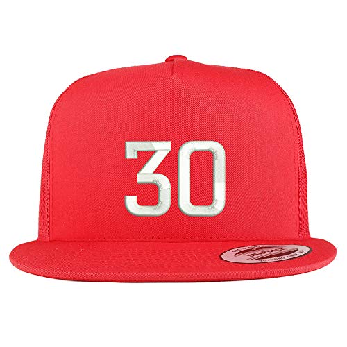 Trendy Apparel Shop Number 30 Embroidered 5 Panel Flatbill Trucker Mesh Cap