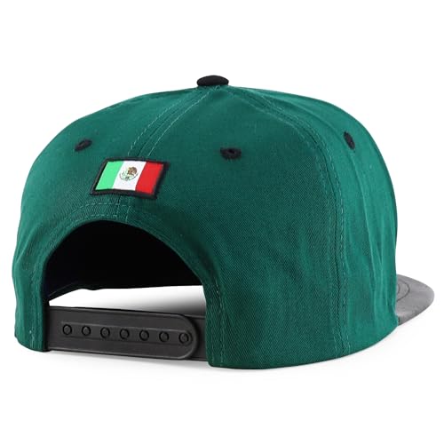 Trendy Apparel Shop 3D Gold Mexico Embroidered License Plate Theme Flatbill Snapback Cap