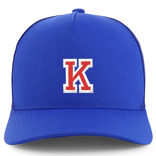 Trendy Apparel Shop Letter K Varsity Font 5 Panel Structured Trucker Cap