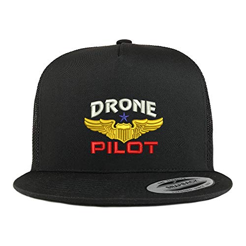 Trendy Apparel Shop Flexfit XXL Drone Operator Pilot Embroidered 5 Panel Flatbill Trucker Mesh Cap