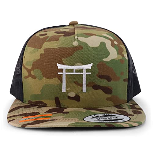 Trendy Apparel Shop Shinto Embroidered 5 Panel Flatbill Trucker Cap