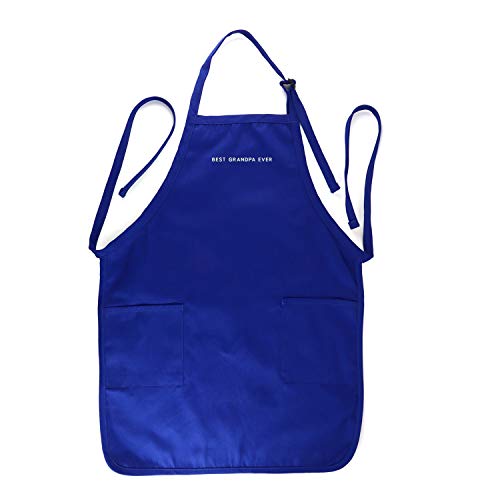 Trendy Apparel Shop Best Grandpa Ever One Line Embroidered Full Length Apron with Pockets