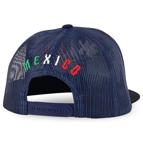 Trendy Apparel Shop 6 Panel Structured 3D Mexico Embroidered Flatbill Snapback Turcker Cap