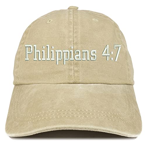 Trendy Apparel Shop Philippians 4:7 Washed Pigment Dyed Baseball Cap