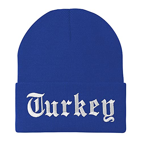 Trendy Apparel Shop Turkey Old English Embroidered Long Cuff Beanie