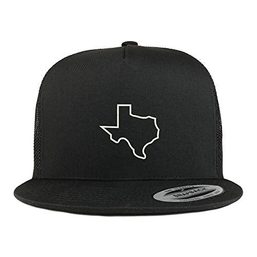 Trendy Apparel Shop Flexfit XXL Texas State Outline Embroidered 5 Panel Flatbill Trucker Mesh Cap