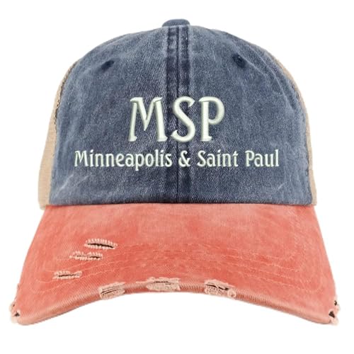 Trendy Apparel Shop MSP Minneapolis and Saint Paul Embroidered Frayed Bill Trucker Mesh Back Cap