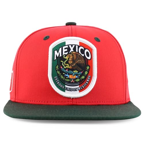 Trendy Apparel Shop 6 Panel Structured Mexico Eagle Flat Bill Snapback Baseball Cap