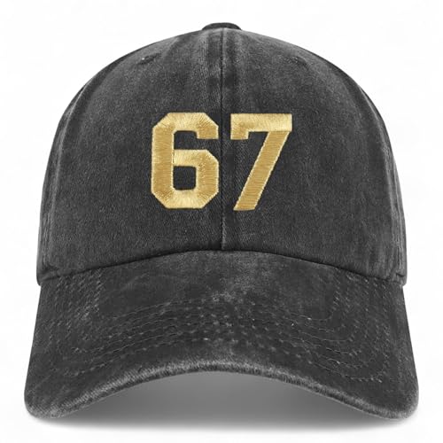 Trendy Apparel Shop Number 67 Gold Thread Embroidered Pigment Dyed Cotton Baseball Cap