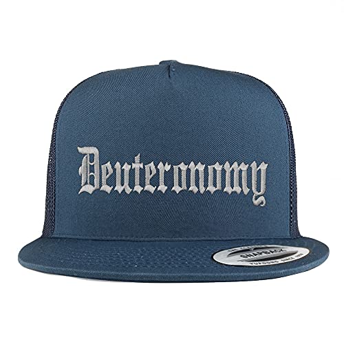 Trendy Apparel Shop Deuteronomy Old English 5 Panel Flatbill Trucker Cap