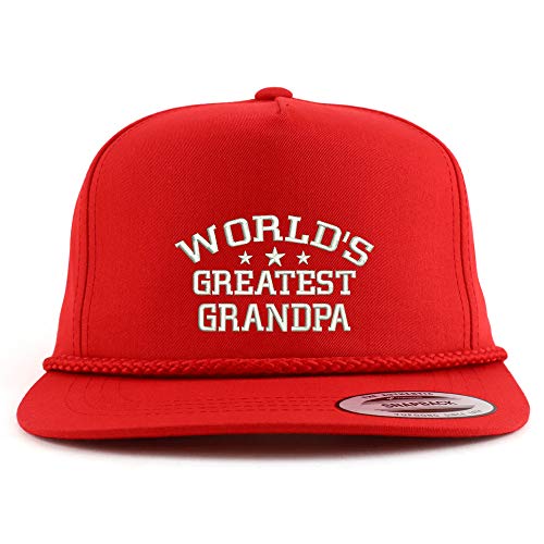 Trendy Apparel Shop World's Greatest Grandpa Embroidered 5 Panel Flatbill Braid Snapback Golf Cap