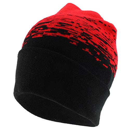 Trendy Apparel Shop Made in USA Static Pattern Knit Cuffed Long Winter Beanie