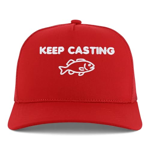 Trendy Apparel Shop Keep Casting Embroidered 5 Panel Snapback Trucker Cap