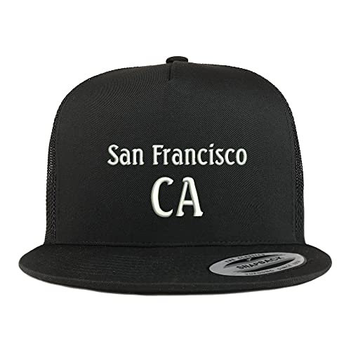 Trendy Apparel Shop San Francisco CA Embroidered 5 Panel Flatbill Trucker Cap