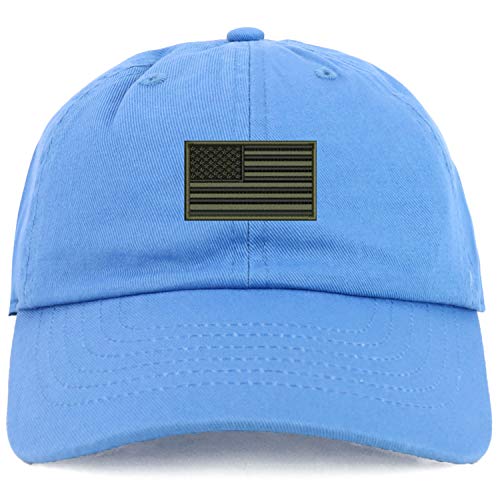 Trendy Apparel Shop Youth Sized Olive American Flag Embroidered Adjustable Unstructured Baseball Cap