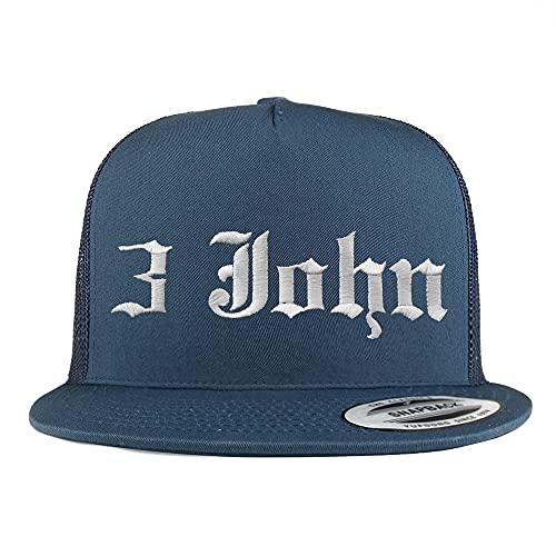 Trendy Apparel Shop 3 John Old English 5 Panel Flatbill Trucker Cap