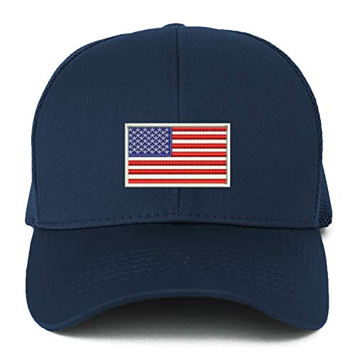 Trendy Apparel Shop XXL USA White Flag Embroidered Structured Trucker Mesh Cap