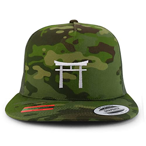 Trendy Apparel Shop Shinto Embroidered 5 Panel Flatbill Trucker Cap