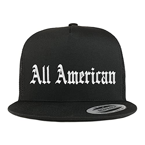 Trendy Apparel Shop All American Old English 5 Panel Flatbill Trucker Cap