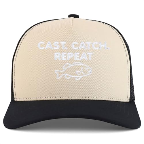 Trendy Apparel Shop Cast Catch Repeat Embroidered 5 Panel Snapback Trucker Cap