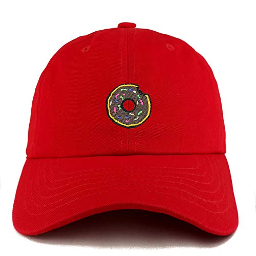 Trendy Apparel Shop Donut Patch Solid Cotton Unstructured Dad Hat - Red