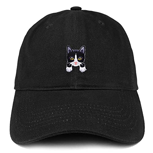 Trendy Apparel Shop Tuxedo Cat Kitten Patch Low Profile Soft Cotton Baseball Cap