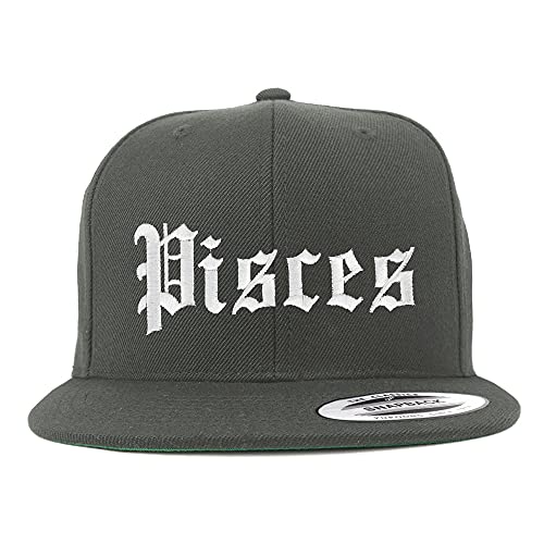 Trendy Apparel Shop Pisces Old English Embroidered Flatbill Snapback