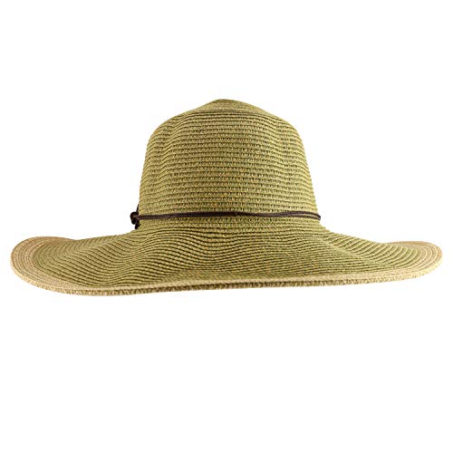 Trendy Apparel Shop Women's UPF 50+ Paper Braid Tweed Flat Brim Sun Hat