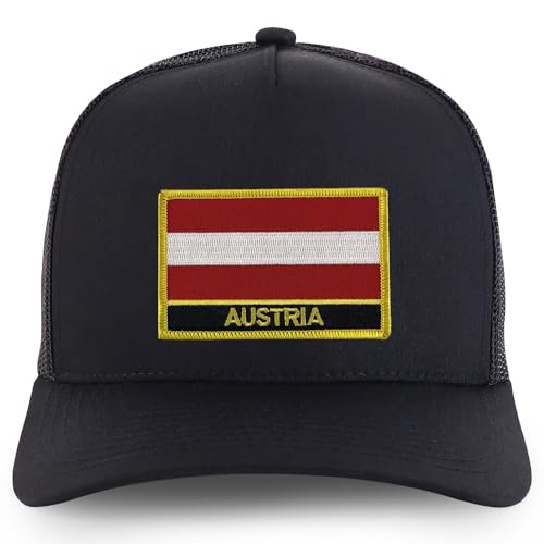 Trendy Apparel Shop Austria Flag Embroidered Patch 5 Panel Pro Style Mesh Back Cap