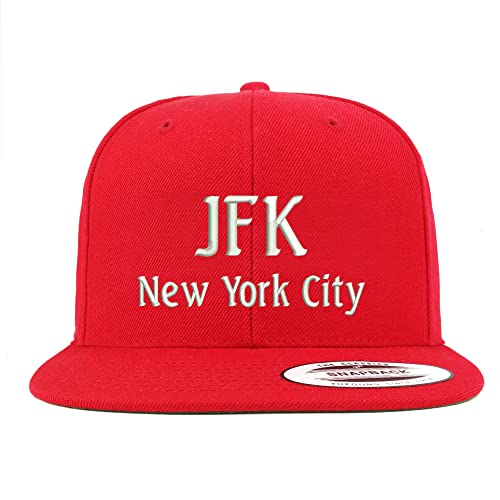 Trendy Apparel Shop JFK New York City Embroidered Flatbill Snapback
