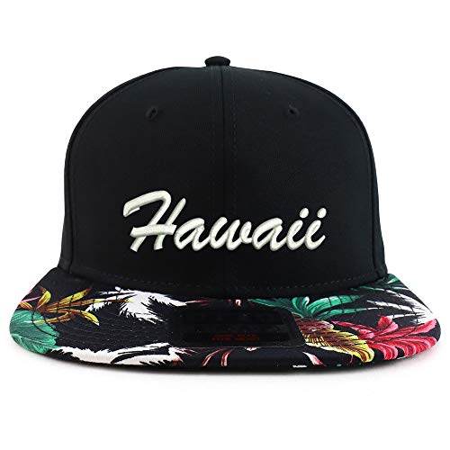 Trendy Apparel Shop Hawaii Embroidered Floral Flatbill Snapback Cap