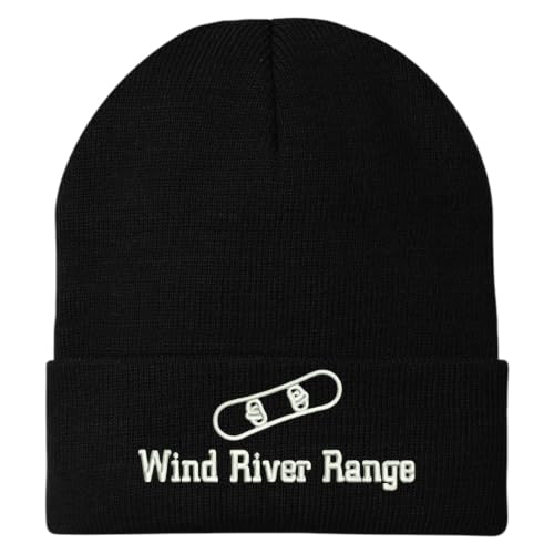 Trendy Apparel Shop Wind River Range Snowboard Logo Embroidered Long Cuff Beanie