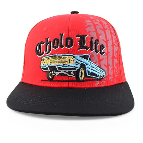 Trendy Apparel Shop 6 Panel Cholo Life 3D Embroidered Flatbill Mesh Back Cap