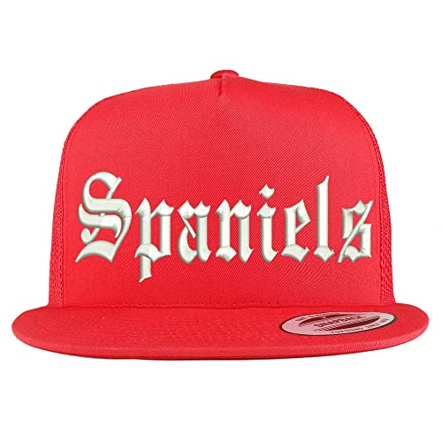 Trendy Apparel Shop Old English Spaniels 5 Panel Flatbill Trucker Cap