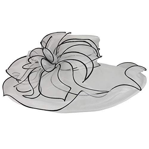 Trendy Apparel Shop Two Tone Large Ruffles Brim Tea Party Fashion Organza Hat