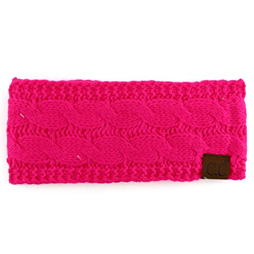Trendy Apparel Shop Neon Color Cable Knit Headwrap with Fleece Lining
