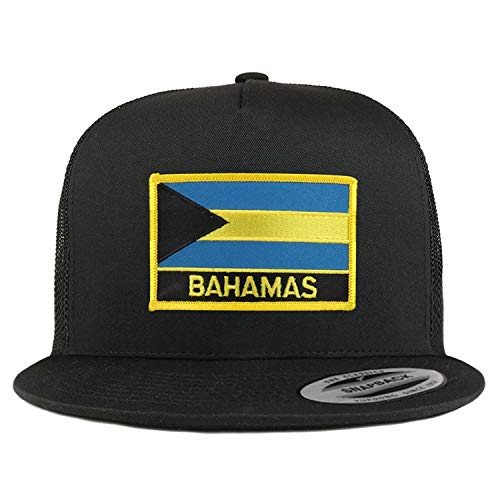 Trendy Apparel Shop Flexfit XXL Bahamas Flag 5 Panel Flatbill Trucker Mesh Snapback Cap